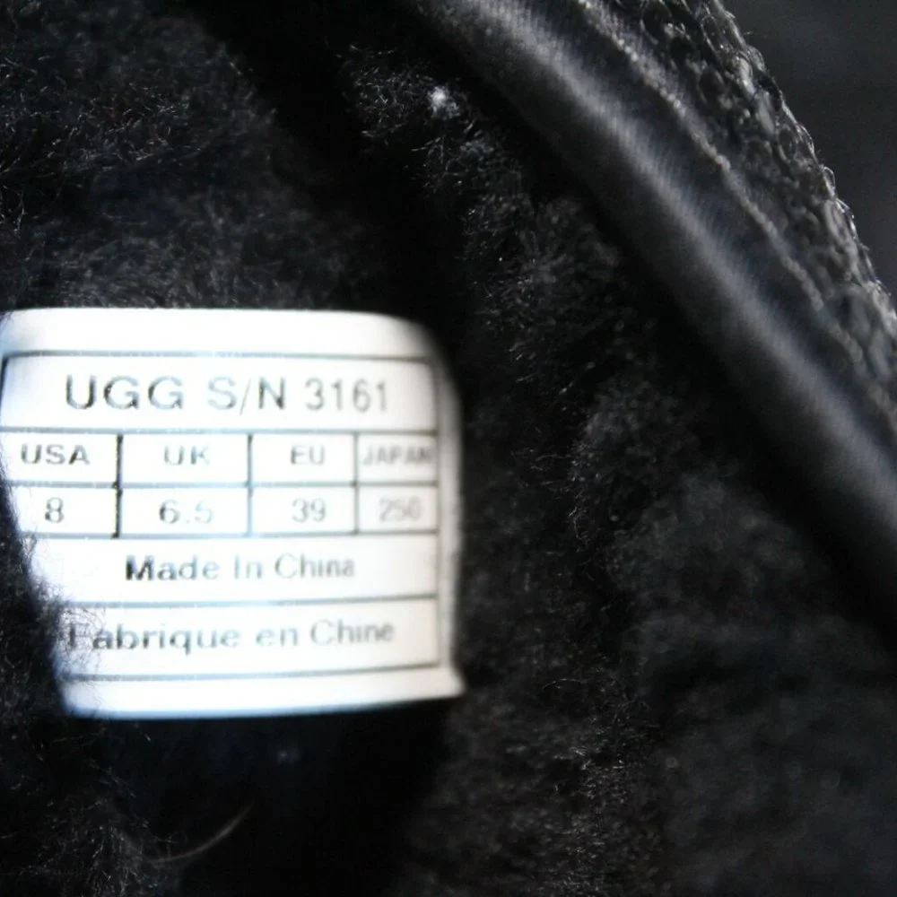 UGG Classic Short Sparkles Black Boots Sequin Sheepskin 3161 Women's 8 H12133 - Picture 9 of 11